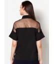 Short Sleeve Front Mesh Collar Top